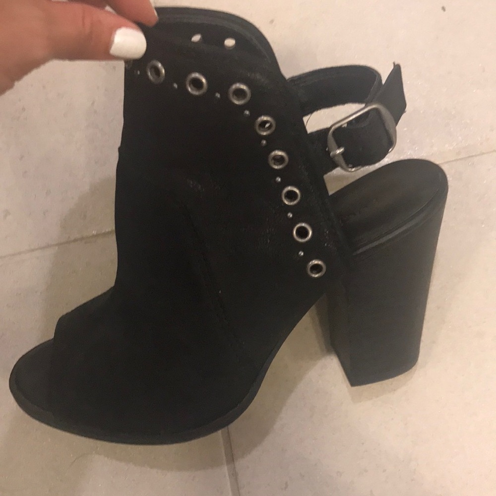 Black leather booties